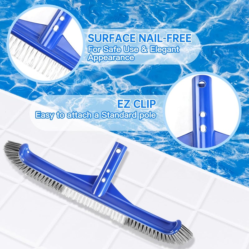 Unipool Pool Brush Head, 17" Pool Brushes for Cleaning Pool Walls, Curved Ends High-Efficiency Pool Scrub Brush,Premium Nylon Bristles Pool Brush with EZ Clip - Image 3